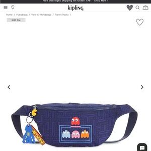 Rare Kipling Blue Fanny Pack with Pac-Man Design